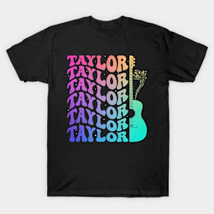 Taylor First Name I Love Taylor Girl Groovy Retro Tie Dye T-Shirt